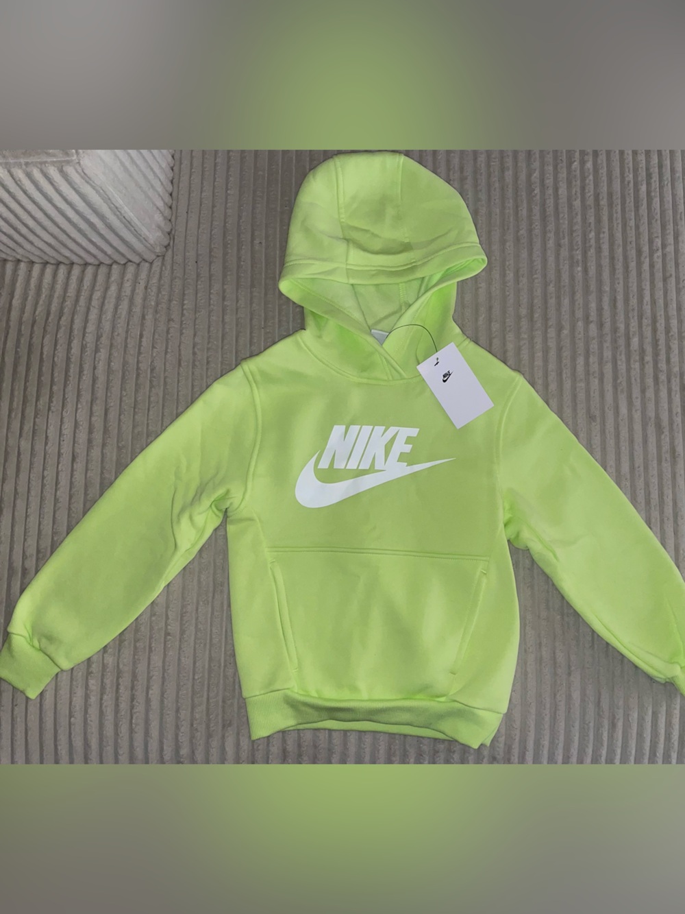 Nike Kids Neon Green Hooded Sweatshirt with White Logo